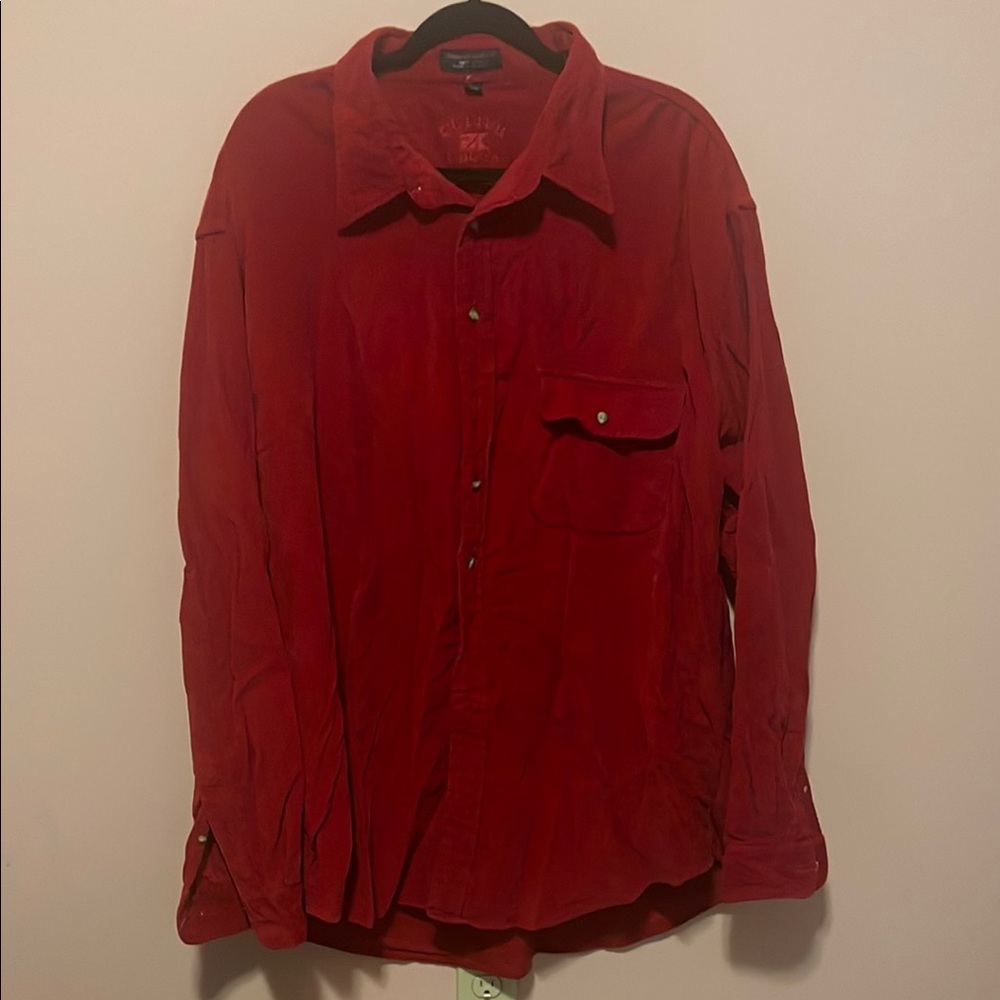 Cutter & Buck Red Dress Shirt Vibrant Long-Sleeve